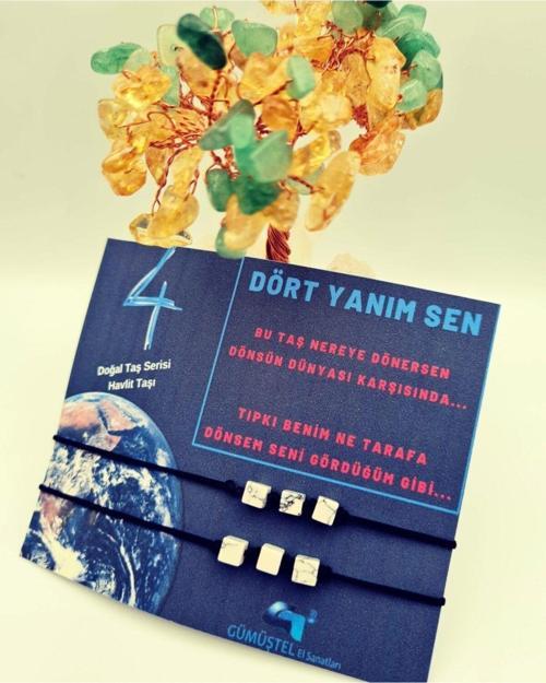 Sertifikalı Doğal Taş Sevgili Bilekliği 4 Yanım Sen