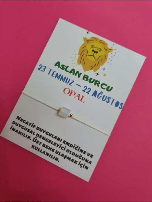 Sertifikalı Aslan Burcu Opal Doğal Taşlı Ip Burç Bilekliği