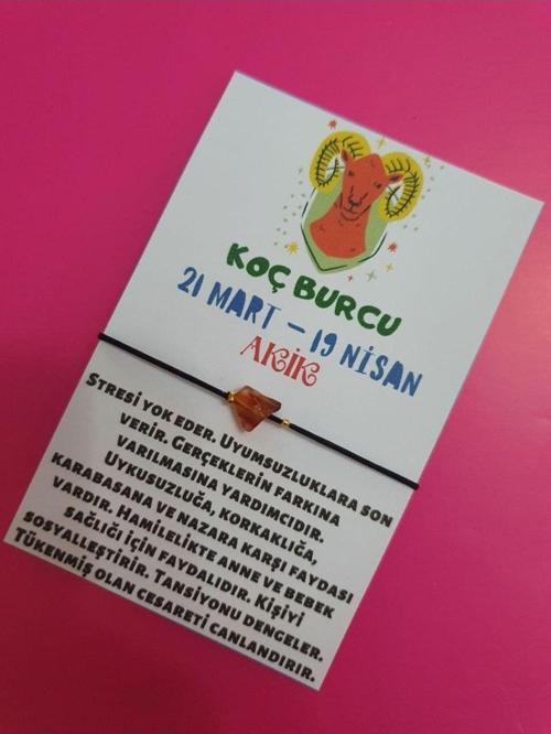 Sertifikalı Koç Burcu Akik Doğal Taşlı Ip Burç Bilekliği
