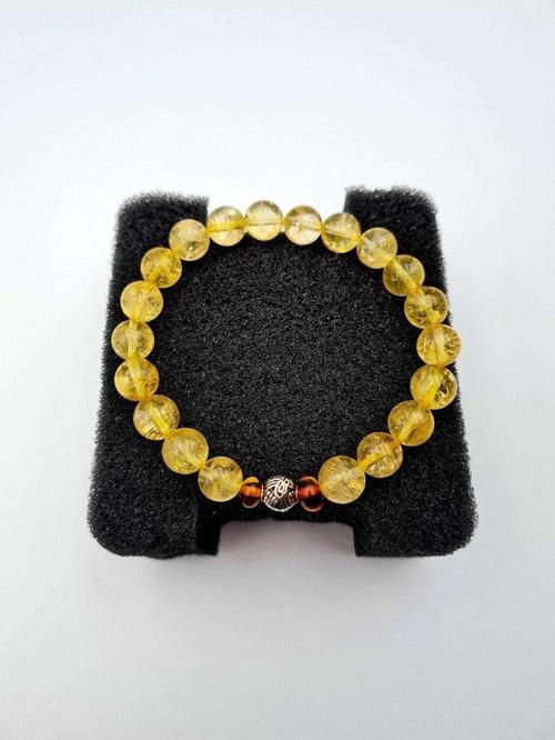 Sertifikalı Doğal Sitrin Taşı & Kehribar Bileklik Aaa Kalite 8 Mm Bileklik