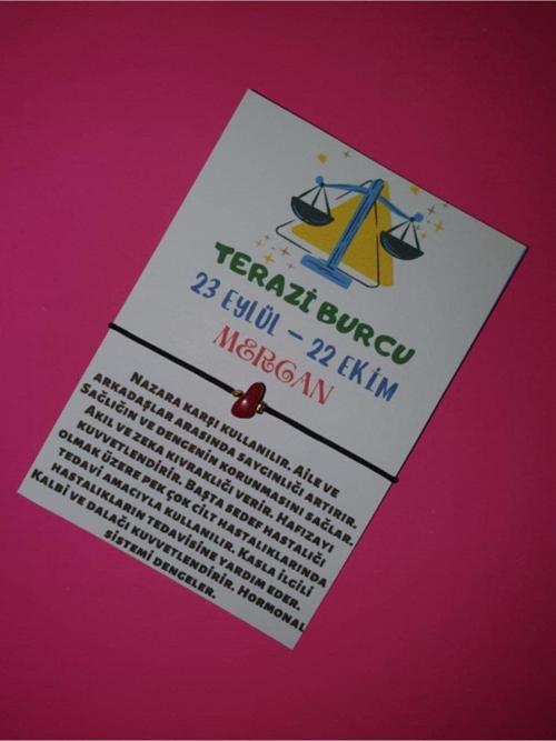 Sertifikalı Terazi Burcu Mercan Doğal Taşlı Ip Burç Bilekliği
