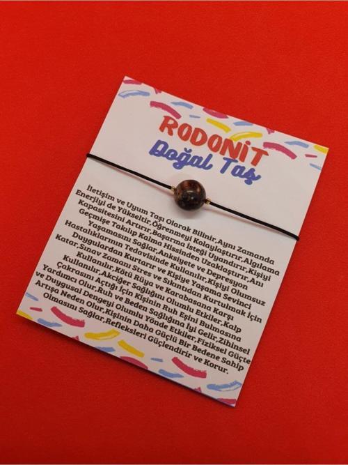 Sertifikalı Rodonit Doğal Taş Bileklik Asansörlü Ip Ayarlamalı Orijinal Doğal Taş