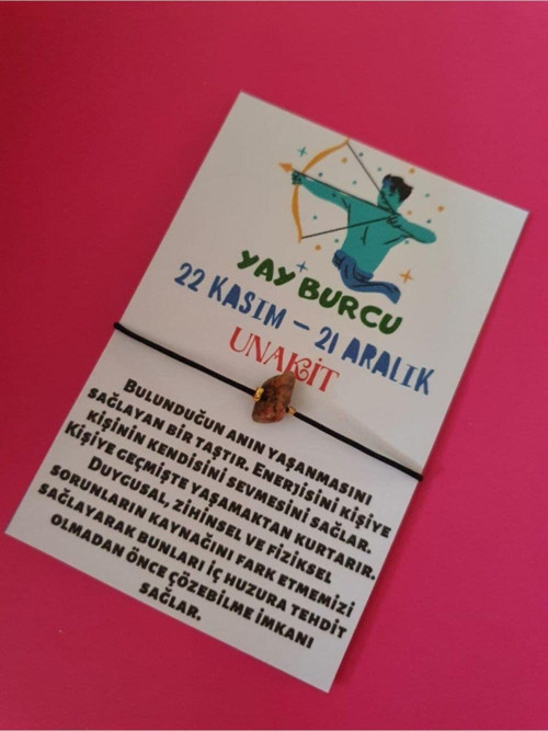 Sertifikalı Yay Burcu Unakit Doğal Taşlı Ip Burç Bilekliği