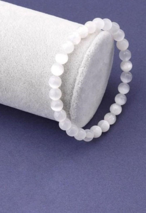 Sertifikalı Selenit Doğal Taş Bileklik 6 Mm