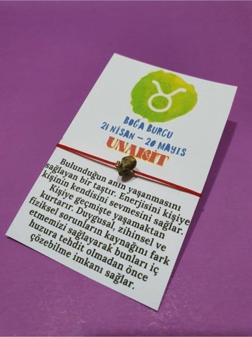 Sertifikalı Boğa Burcu Unakit Doğal Taşlı Ip Burç Bilekliği