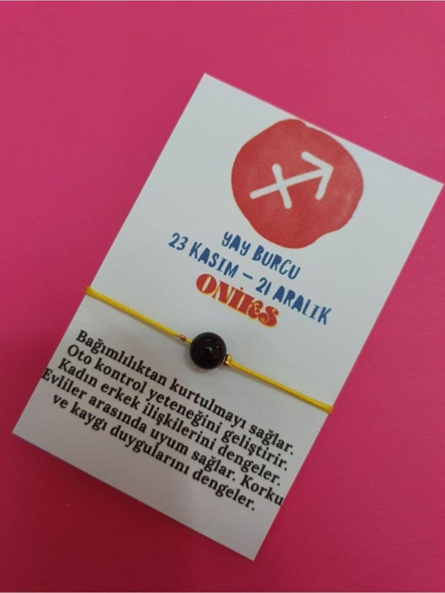 Sertifikalı Yay Burcu Oniks Doğal Taş Ip Burç Bilekliği