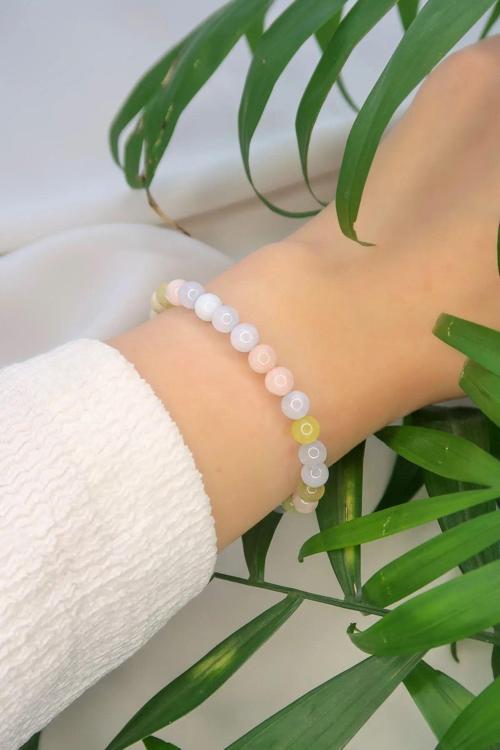 Sertifikalı Morganit Doğal Taş Bileklik 6 Mm