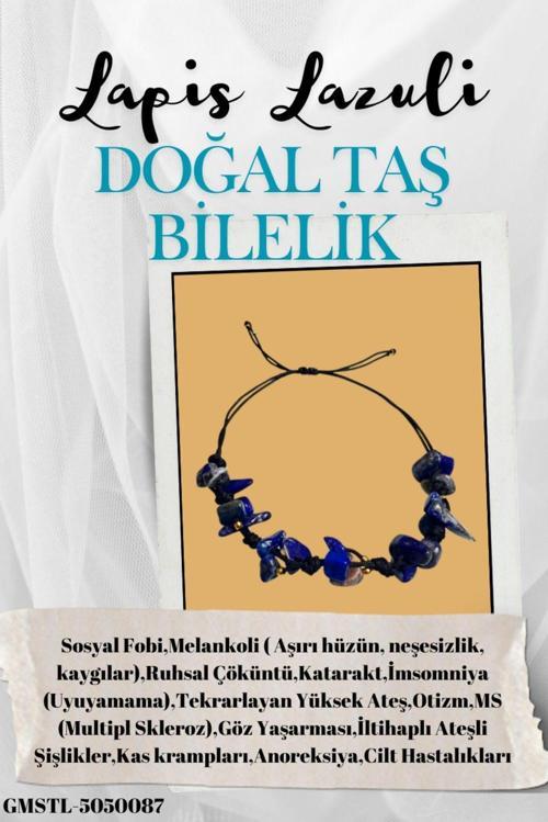 Sertifikalı Doğal Taş Lapis Lazuli Bileklik Özel Tasarım El Yapımı Asansör Kilit Sistemi