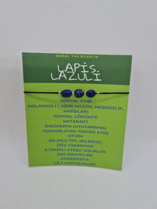 Sertifikalı Lapis Lazuli Doğal Taş Bileklik Asansörlü Ayarlanabilir Kilit Sistemi