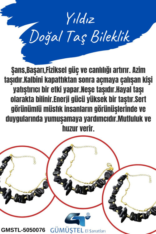 Sertifikalı Yıldız Lacivert Doğal Taş Bileklik Özel Tasarım