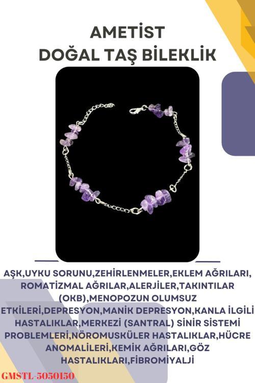 Sertifikalı Ametist Doğal Taş El Yapımı Tasarım Bileklik