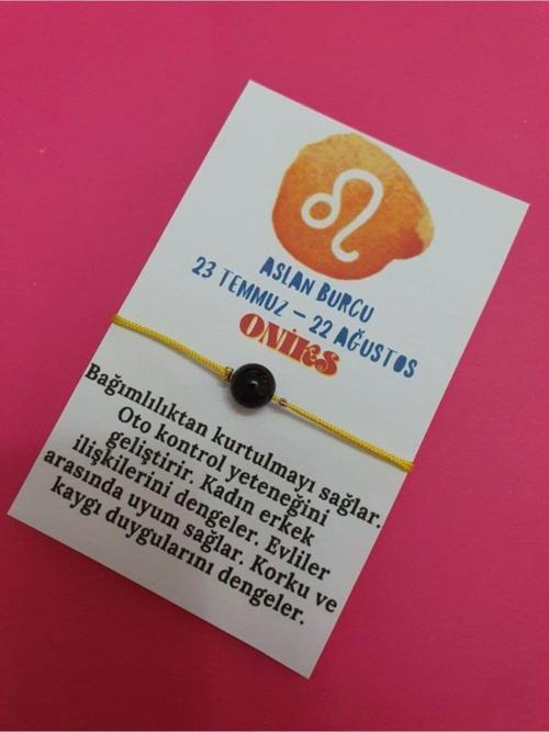 Sertifikalı Aslan Burcu Oniks Doğal Taş Ip Burç Bilekliği
