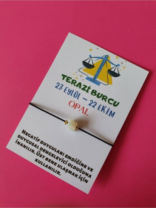 Sertifikalı Terazi Burcu Opal Doğal Taşlı Ip Burç Bilekliği