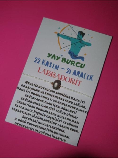 Sertifikalı Yay Burcu Labradorit Doğal Taşlı Ip Burç Bilekliği