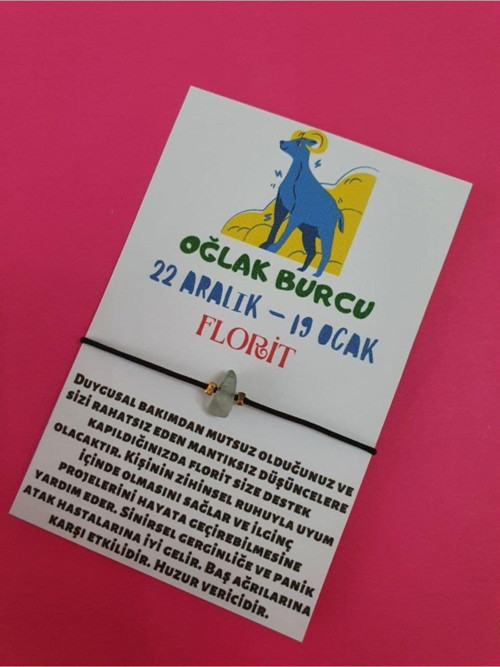 Sertifikalı Oğlak Burcu Florit Doğal Taşlı Ip Burç Bilekliği
