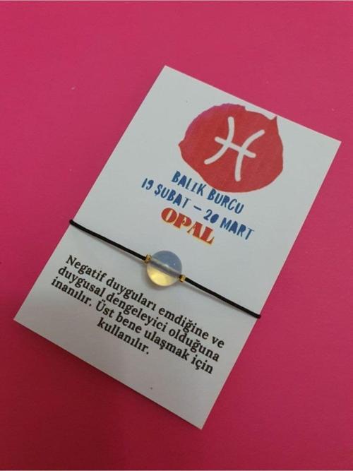 Sertifikalı Balık Burcu Opal Doğal Taş Ip Burç Bilekliği