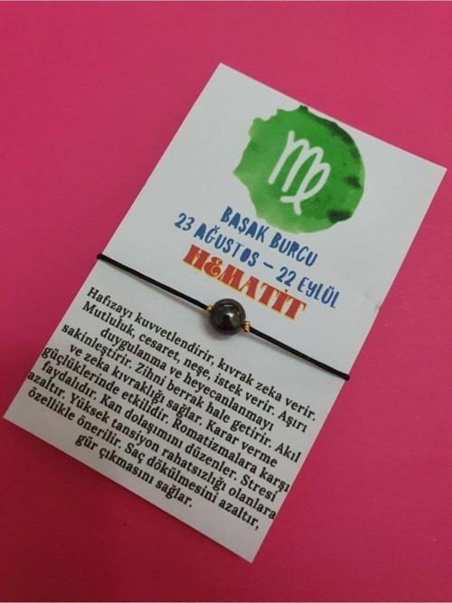 Sertifikalı Başak Burcu Hematit Doğal Taş Ip Burç Bilekliği