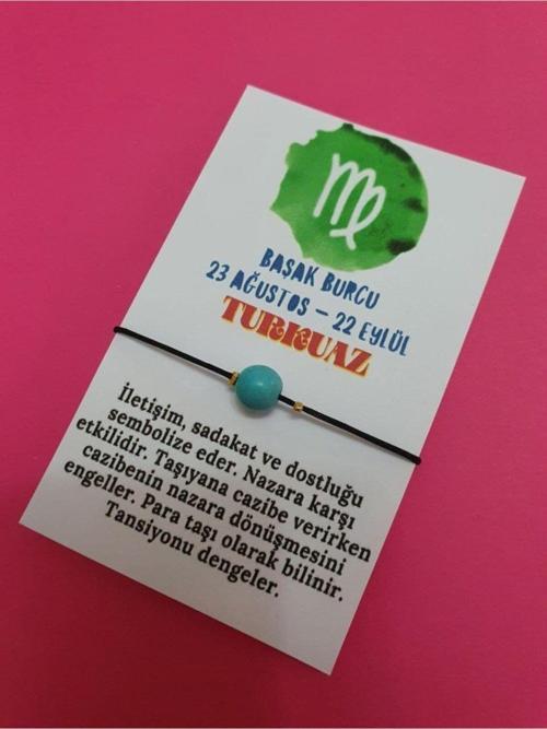 Sertifikalı Başak Burcu Turkuaz Doğal Taş Ip Burç Bilekliği