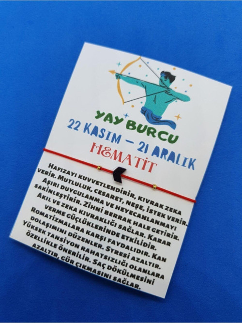 Sertifikalı Yay Burcu Hematit Taşı Doğal Taş Bileklik