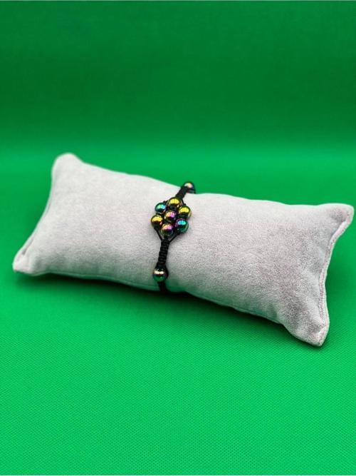 Sertifikalı Hematit Doğal Taş Bileklik Asansörlü Kilit Sistemi El Yapımı Bileklik