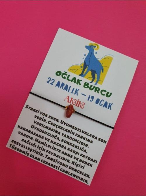 Sertifikalı Oğlak Burcu Akik Doğal Taşlı Ip Burç Bilekliği