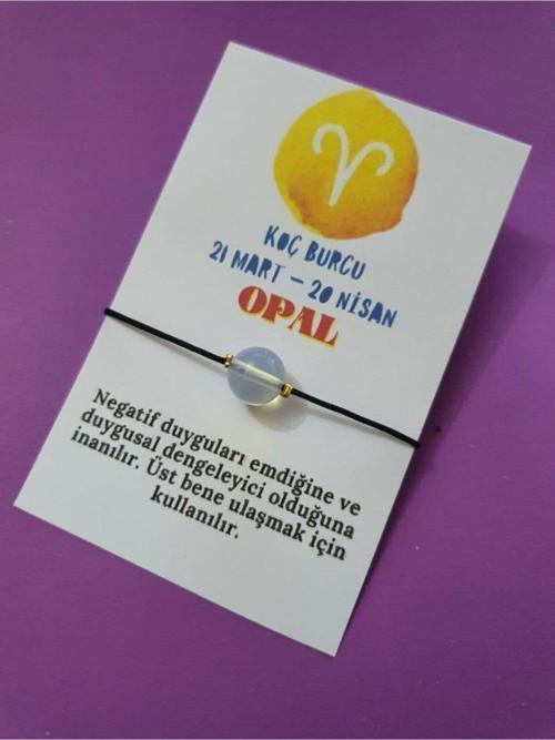 Sertifikalı Koç Burcu Opal Doğal Taşlı Ip Burç Bilekliği