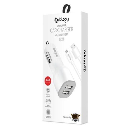 Buff Blogy Micro 3.4A Araç Şarjı ve Micro Usb Kablo Seti Beyaz
