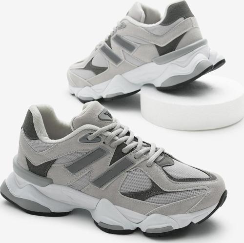 Unisex Gri Poli Taban Anorak Desenli Yüksek Taban Bağcıklı Spor Ayakkabı