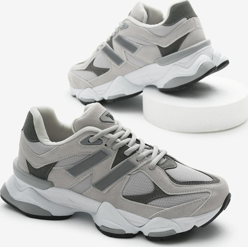 Unisex Gri Poli Taban Anorak Desenli Yüksek Taban Bağcıklı Spor Ayakkabı