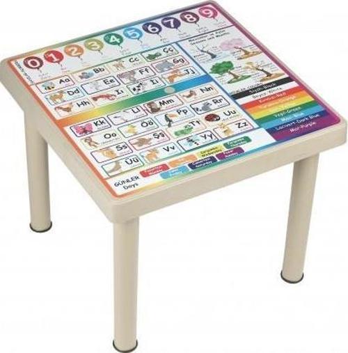 Plastik  Mandella Rubi Çocuk Masası İngilizce Desenli