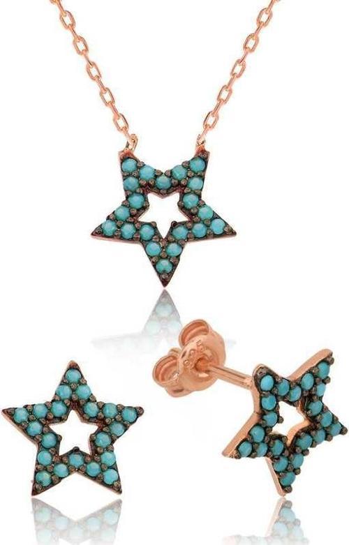 Gümüş Mavi Yıldız Bayan Set SL1358