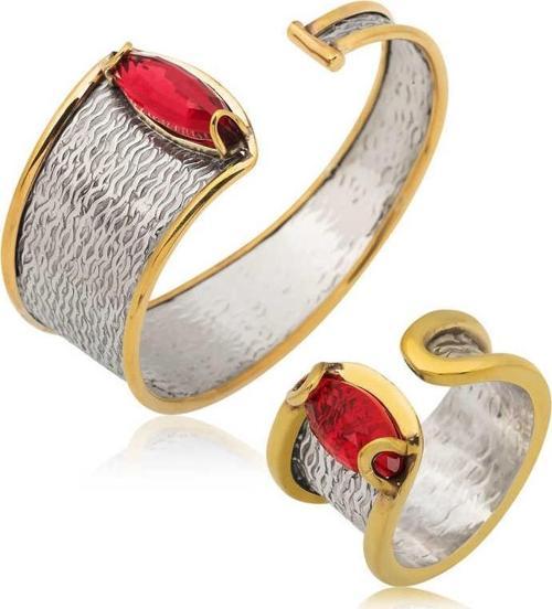 Gümüş Bileklik ve Yüzük Set SL2896