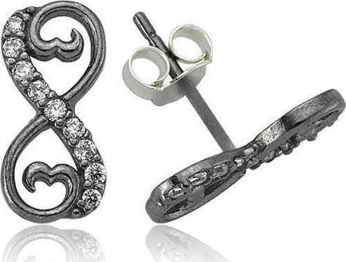 Gümüş Kalpli Sonsuzluk Çivili Küpe  SL2882