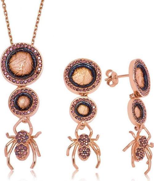 Gümüş Örümcek ve Yaprak Bayan Set SL2233