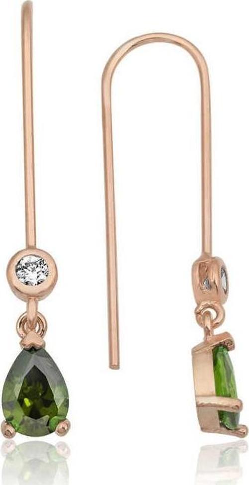 Gümüş Yeşil Damla Küpe SL2212