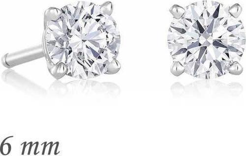 Gümüş Yuvarlak Tek Taş Zirkon Küpe - 6 mm. SL1297