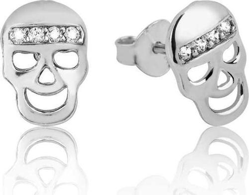 Gümüş Kuru Kafa Çivili Küpe SL2178