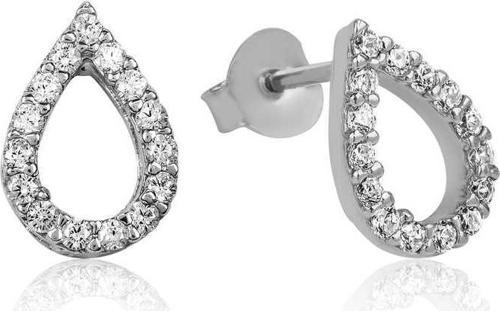 Gümüş Beyaz Taşlı Damla Çivili Küpe SL2173