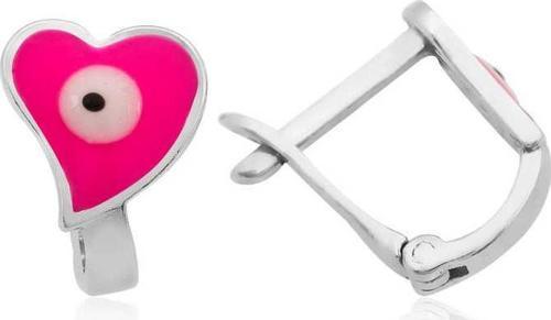 Gümüş Pembe Kalp Çocuk Küpesi SL1349