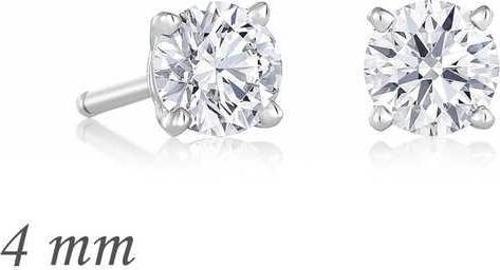 Gümüş Yuvarlak Tek Taş Zirkon Küpe - 4 mm SL1299