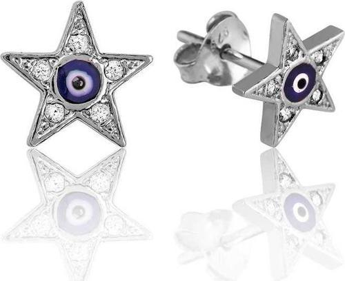 Gümüş Nazarlı Yıldız Çivili Küpe SL2187