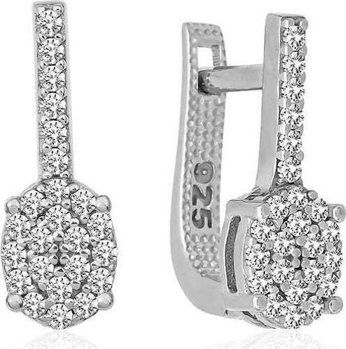 Gümüş Oval Taşlı Küpe SL4051