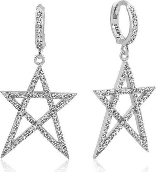 Gümüş Beyaz Yıldız Bayan Küpe SL3215