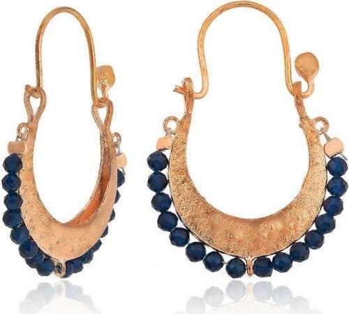 ​Gümüş Lacivert Taşlı Bohem Küpe SL3579