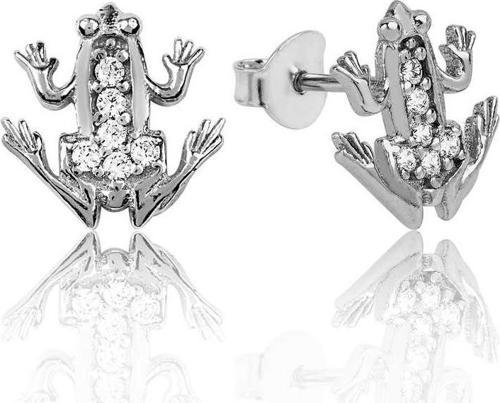 Gümüş Kurbağa Çivili Küpe SL2189