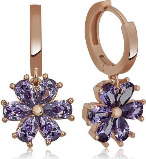 Gümüş Mor Çiçek Bayan Küpe  SL4201