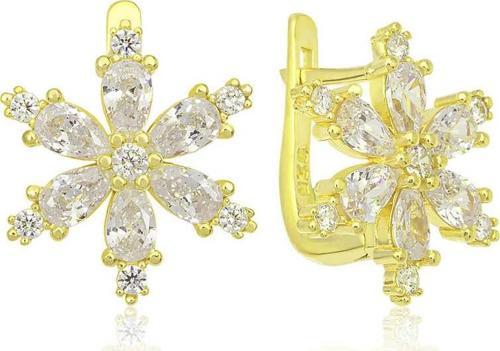 Gümüş Gold Beyaz Lotus Çiçeği Kadın Küpe SL5805