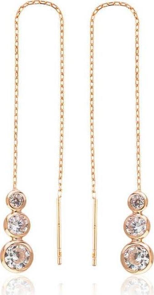 Gümüş Beyaz Taşlı Zincirli Küpe SL2156