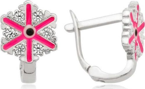Gümüş Pembe Kar Tanesi Çocuk Küpesi SL3176