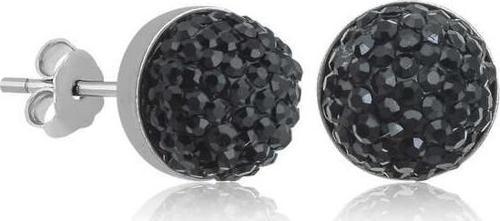 Gümüş Siyah Kristal Çivili Kadın Küpe SL5026